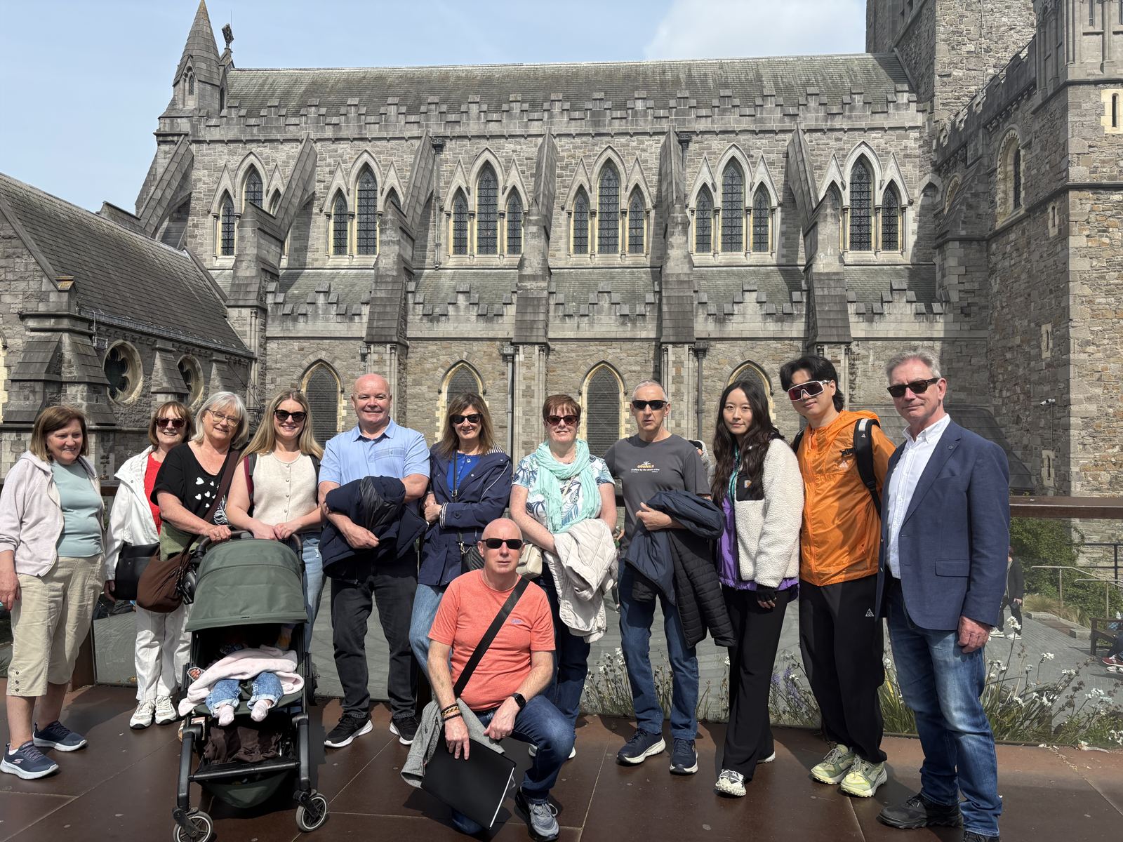 A tour group outside Christ Church Cathedral