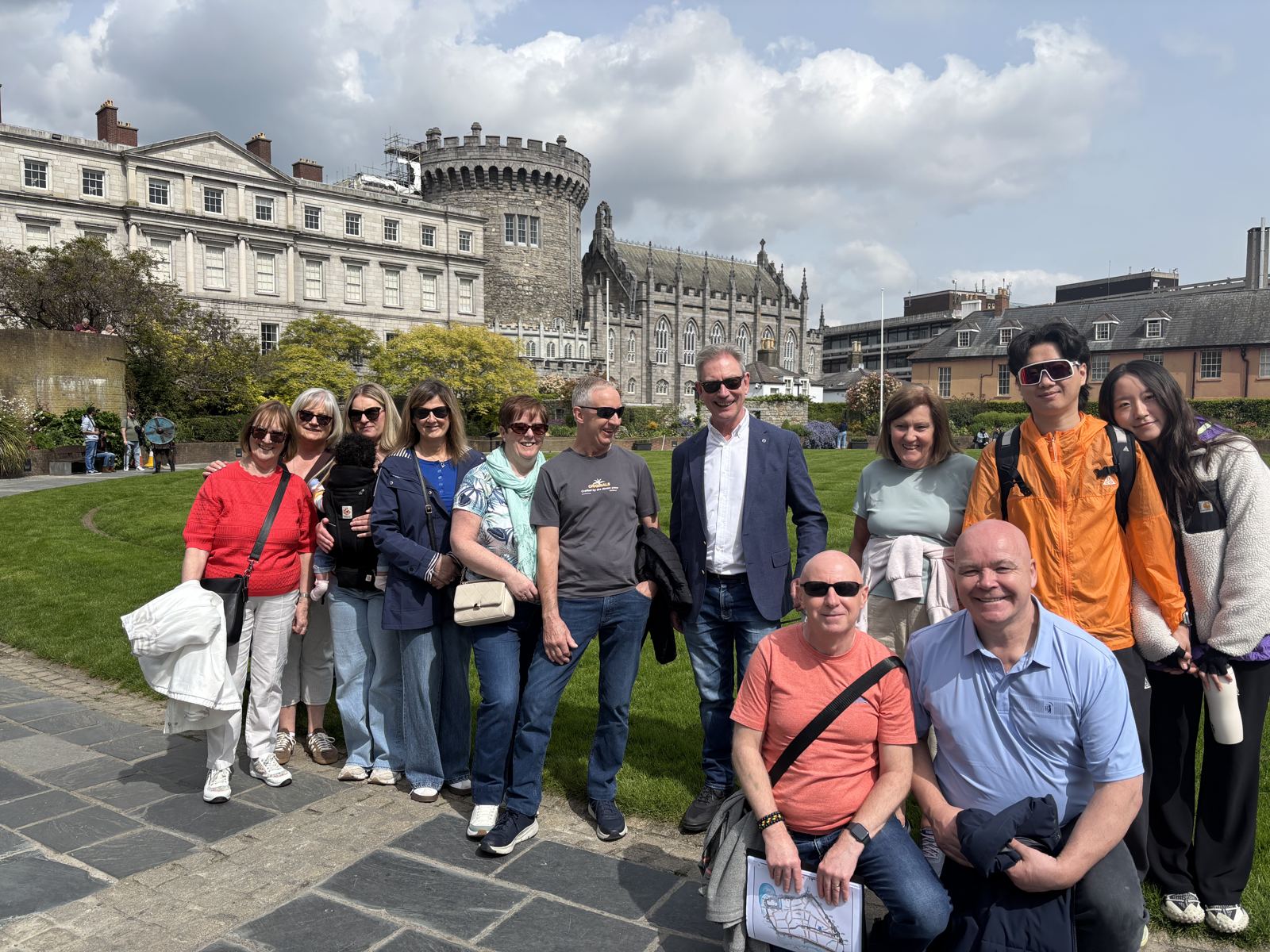 A large group in the Dublin Castle gardens